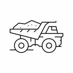 dump truck stone transportation line icon vector illustration