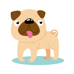 Obraz na płótnie Canvas Funny Dog Pug Child Graphic Set Illustration.