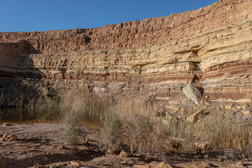 View of an old, restored Quarry in the heart of the Ramon Crater, located near Mitzpe Ramon, South of Beer Sheba in the Negev Desert, Israel