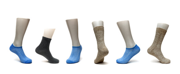 women's socks of different design on a white background