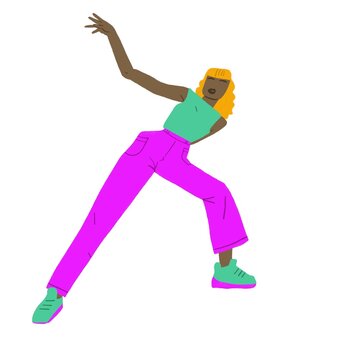Illustrated Black Woman dancing with a dynamic pose