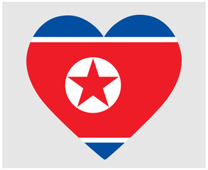 North Korea Flag National Asia Emblem Heart Icon Vector Illustration Abstract Design Element