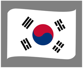 South Korea Flag National Asia Emblem Ribbon Icon Vector Illustration Abstract Design Element