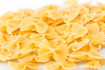Farfalle placed on a white background