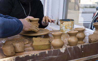 making pottery. pottery production.