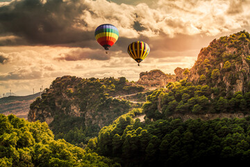 hot air balloon over region country