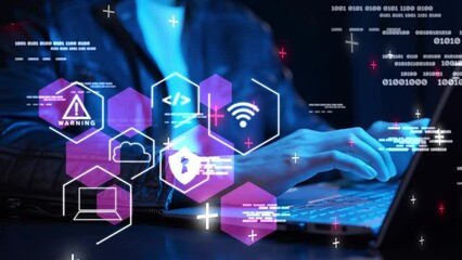 Cybersecurity cybercrime internet scam, businessman crypto currency investment digital VPN network technology computer virus attack risk protection, identity privacy data hacking