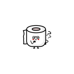 Cute funny happy poop and toilet paper friends. Vector hand drawn cartoon character illustration icon. Funny cartoon poop and toilet mascot character concept