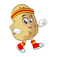 vector illustration of cute potato mascot jogging