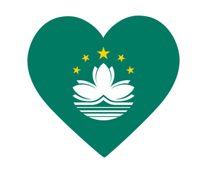 Macau Flag National Asia Emblem Heart Icon Vector Illustration Abstract Design Element