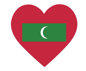 Maldives Flag National Asia Emblem Heart Icon Vector Illustration Abstract Design Element