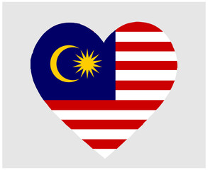 Malaysia Flag National Asia Emblem Heart Icon Vector Illustration Abstract Design Element