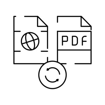 convert web site page to pdf file line icon vector illustration