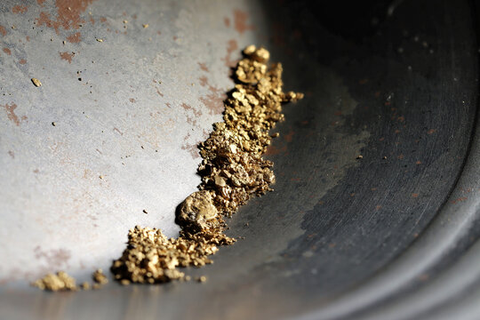 Hand Panned River Gold Nuggets From Bulgaria In Gold Pan