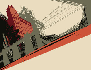 Industrial Buildings. Vector illustration of plant or factory.