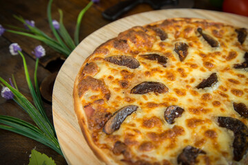 Delicious gourmet caramelized blueberry pizza
