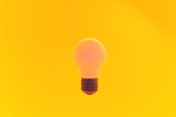 Illustration 3d rendering yellow Light bulb on yellow background.