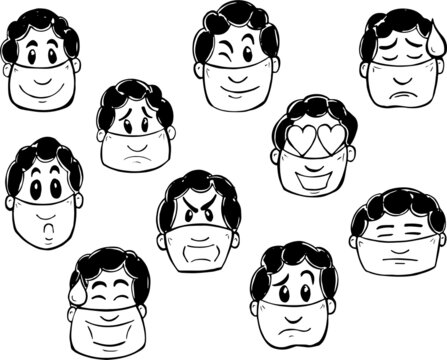 Face mask Emojis Black and white