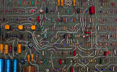 Old electronics, control panel made by hand soldered…