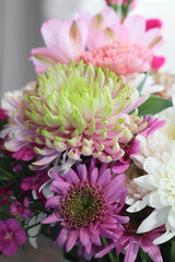 Spring dahlia and daisy flower bouquet