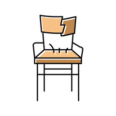 broken old chair color icon vector illustration