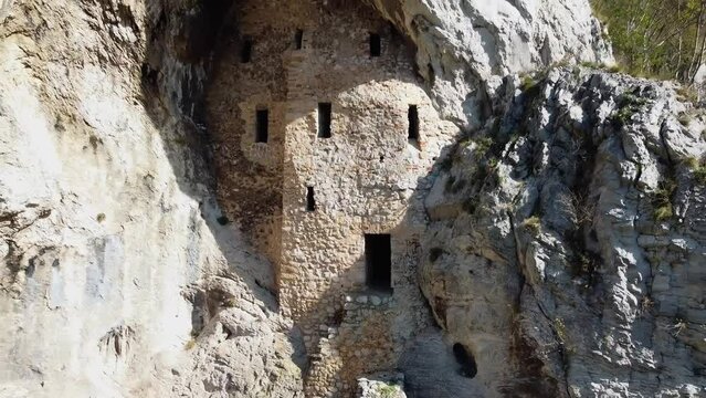 3 an abandoned stone house in a rock built in the Middle Ages as a fortification