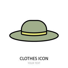 Vector illustration with  hat icon. Outline drawing.