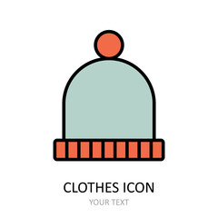 Vector illustration with  hat icon. Outline drawing.