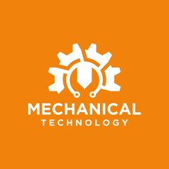 Professional practical service logo machine mechanic with machine technician logo and machine gear