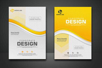 Corporate Book Cover Design Template in A4 with halftone and shadow effect. can be adapt to Annual Report, Brochure, Poster, Flyer, Magazine, Portfolio, Business Presentation, Banner, Website.