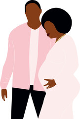 Happy family. Father, mother pregnant together. Vector illustration of a flat design. Can be used for care, protection, medical products template, as symbol, icon.