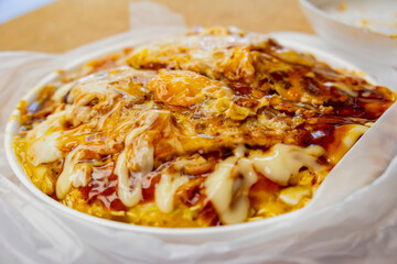 Closeup shot of fried silky egg