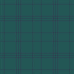 Plaid seamless pattern in green. Check fabric texture. Vector textile print.
