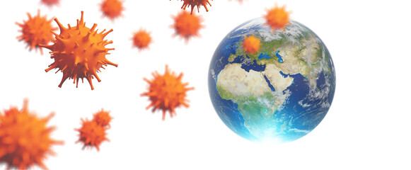 Corona virus crisis around the world. 3d illustration