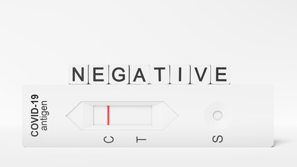 Negative test result by using rapid test device for COVID-19. 3d illustration