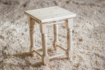 chair on the sawdust background