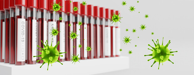 Coronavirus Blood Sample. Vaccine Concept against coronavirus. 3D Rendering
