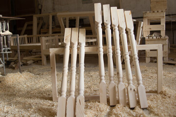 Wooden details  on a carpentry shop