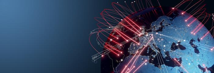 Econimical crisis concept. Spread in the world, economy is down. 3d illustration