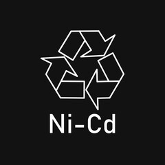 Battery recycle ni-cd, vector illustration, sign.