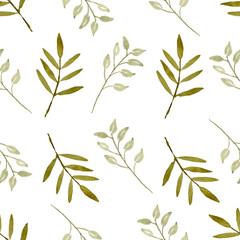 Watercolor leaf seamless pattern