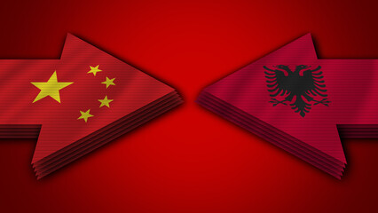 Albania vs China Arrow Flags – 3D Illustration