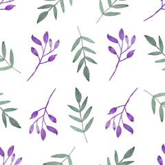 Watercolor leaf seamless pattern