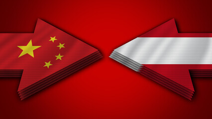 Austria vs China Arrow Flags &ndash; 3D Illustration