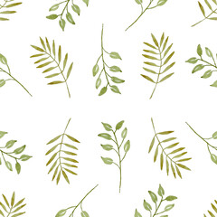Watercolor leaf seamless pattern