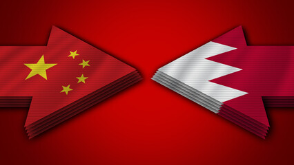 Bahrain vs China Arrow Flags – 3D Illustration