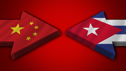 Cuba vs China Arrow Flags – 3D Illustration