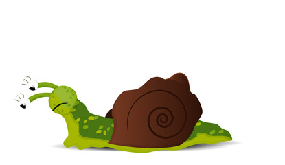 cute cartoon snail tired stress depression frustated character © nopember30