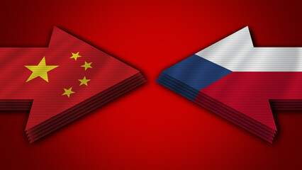 Czech Republic vs China Arrow Flags – 3D Illustration