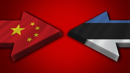 Estonia vs China Arrow Flags – 3D Illustration